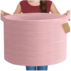 Cotton 14x12 Inch Pack of 1 Storage Basket For Clothes (Pink)