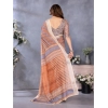 Women's Linen Cotton Printed Saree With Unstitched Blouse 5.5Mtr (Brown) Women's Linen Cotton Printed Saree With Unstitched Blouse 5.5Mtr (Brown)