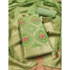 Women's Banarasi Silk Printed Unstitched Salwar Suit Material With Dupatta (Pista, 3Mtrs)
