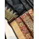 Women's Tussar Silk Madhubani Saree With Unstitched Blouse 5.5Mtr (Black)
