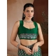 Women's Satin Crepe Printed Saree With Unstitched Blouse 5.5Mtr (Green)