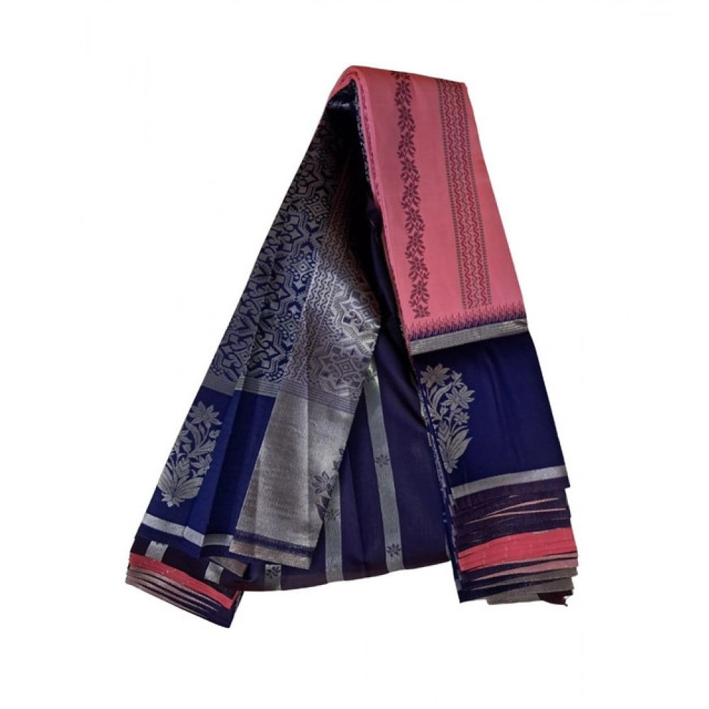 Women's Soft Silk Wooven Saree With Unstitched Blouse 5.5Mtr (Pink)
