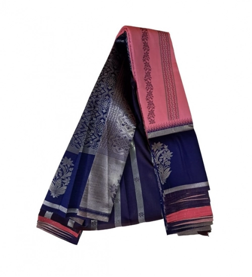 Women's Soft Silk Wooven Saree With Unstitched Blouse 5.5Mtr (Pink)