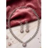 Women's Brass Silver Plated Necklace set (Pink)