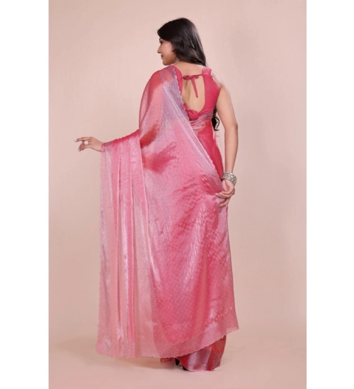 Women's Jimmy choo Embellished Bollywood Saree With Unstitched Blouse 5.5Mtr (Pink) Women's Jimmy choo Embellished Bollywood Saree With Unstitched Blouse 5.5Mtr (Pink)