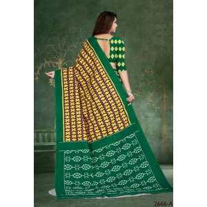 Generic Women's Soft Pure Cotton Printed Saree With Unstitched Blouse 5.5Mtr (Multicolor)