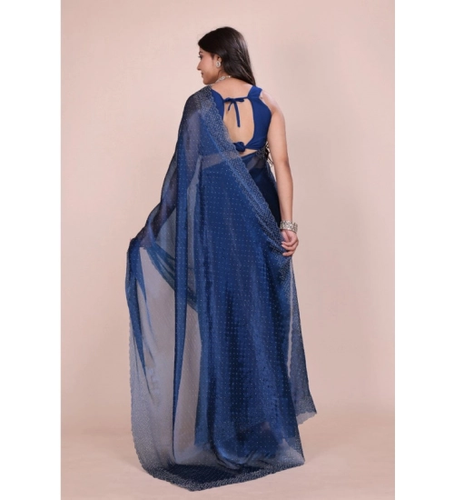 Women's Jimmy choo Embellished Bollywood Saree With Unstitched Blouse 5.5Mtr (Blue) Women's Jimmy choo Embellished Bollywood Saree With Unstitched Blouse 5.5Mtr (Blue)