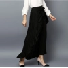 Women's Rayon Ruffled Elasticated Skirt (Black)
