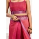 Women's Faux Linen Floral Print Ready to wear Saree With Unstitched Blouse 5.5Mtr (Pink)
