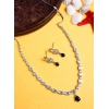 Women's Brass Silver Plated Necklace set (Blue)