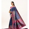 Women's Faux_Banarasi Woven Motifs Saree With Unstitched Blouse 5.5Mtr (Navy_Blue) Women's Faux_Banarasi Woven Motifs Saree With Unstitched Blouse 5.5Mtr (Navy_Blue)