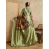 Women's Silk Printed Saree With Unstitched Blouse 5.5Mtr (Mehendi) Women's Silk Printed Saree With Unstitched Blouse 5.5Mtr (Mehendi)