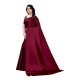 Women's Satin Printed Saree With Unstitched Blouse 5.5Mtr (Maroon)