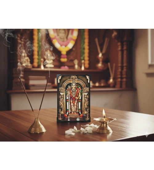 Wooden Sri Subramaniyan Swamy Murugan Table Top Devotional Player (Multicolor)