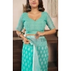 Women's Faux Linen Leaf Print Ready to wear Saree With Unstitched Blouse 5.5Mtr (SeaGreen) Women's Faux Linen Leaf Print Ready to wear Saree With Unstitched Blouse 5.5Mtr (SeaGreen)