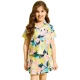 Girl's Polyester Cotton Blend Pattern-Floral Short Sleeves Skorts Set (Blue-Multicolor) Girl's Polyester Cotton Blend Pattern-Floral Short Sleeves Skorts Set (Blue-Multicolor)