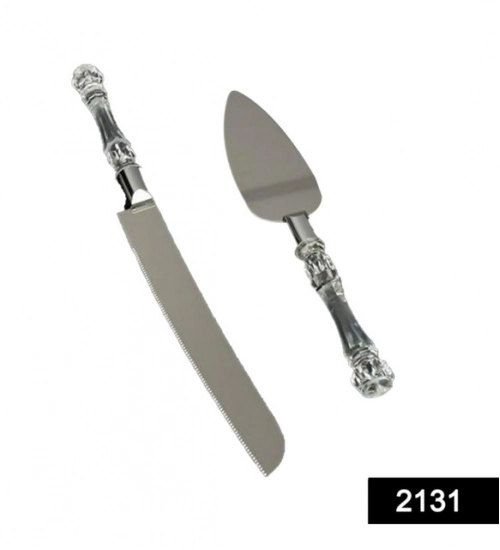 Stainless Steel Cake Serving Set | Cake Cutting Knife And Server Set with Handle (Color: Assorted )