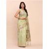 Women's Linen Cotton Printed Saree With Unstitched Blouse 5.5Mtr (Light Green) Women's Linen Cotton Printed Saree With Unstitched Blouse 5.5Mtr (Light Green)