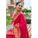 Women's Silk Blend Zari Woven Saree With Unstitched Blouse 5.5Mtr (Red)