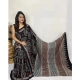 Women's Satin Printed Saree With Unstitched Blouse 5.5Mtr (Black)