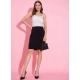 Women's Polyester Lycra Color Blocking Shoulder Straps Dress (White - Black) Women's Polyester Lycra Color Blocking Shoulder Straps Dress (White - Black)