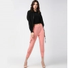Women's Polyester Solid Elasticated Trousers (Pink)