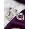 Women's Brass Silver Plated Drop Earrings (Red) Women's Brass Silver Plated Drop Earrings (Red)
