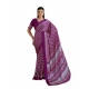 Women's Satin Crepe Printed Saree With Unstitched Blouse 5.5Mtr (Purple)