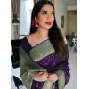 Women's Litchi silk Printed Saree With Unstitched Blouse (Purple) Women's Litchi silk Printed Saree With Unstitched Blouse (Purple)