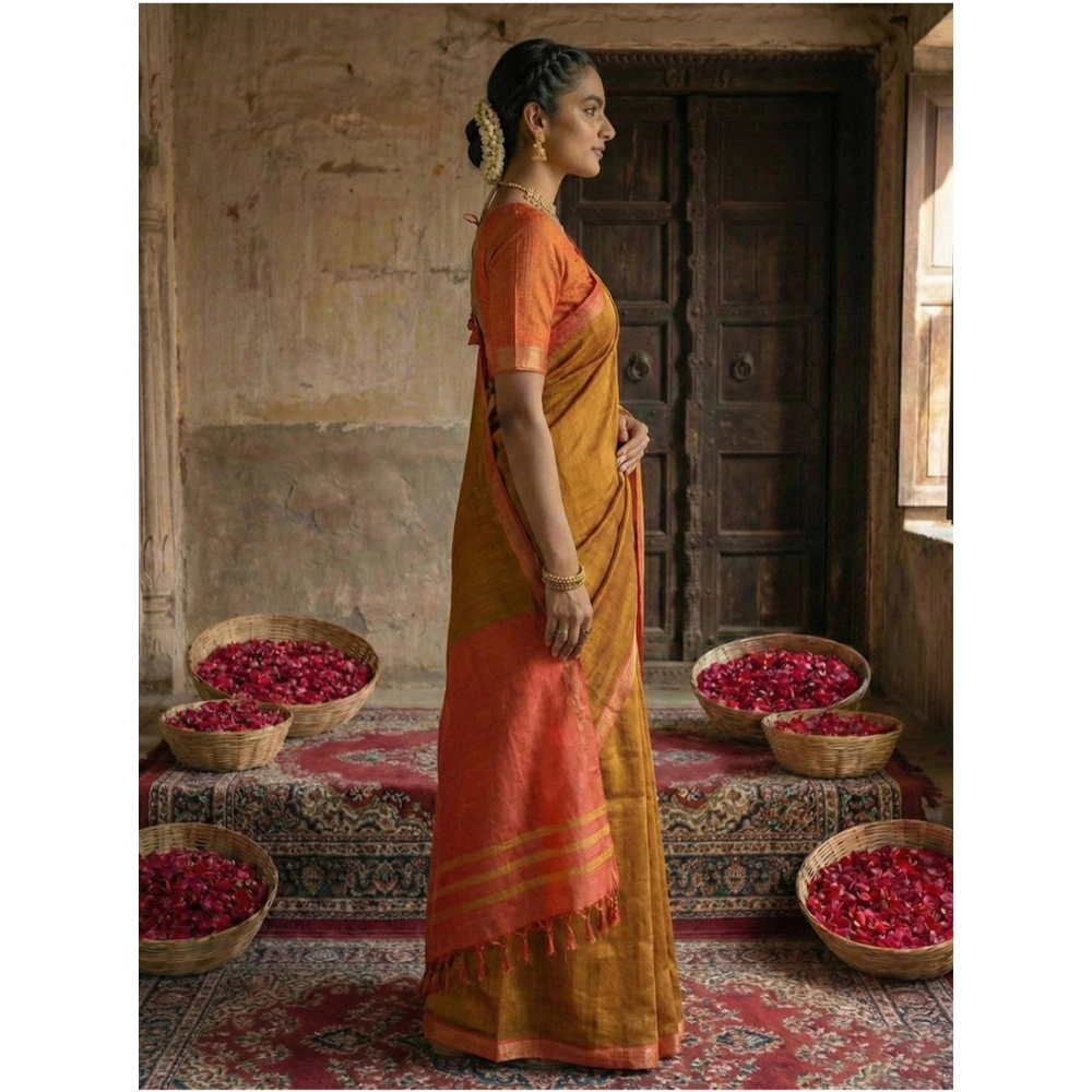 Women's Cotton Printed Saree With Unstitched Blouse 5.5Mtr (Mustrad) Women's Cotton Printed Saree With Unstitched Blouse 5.5Mtr (Mustrad)