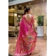 Women's Silk Blend Paithani Weaving Saree With Unstitched Blouse 5.5Mtr (Pink)