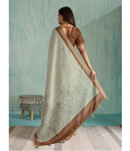 Women's Silk Blend Printed Saree With Unstitched Blouse 5.5Mtr (Green) Women's Silk Blend Printed Saree With Unstitched Blouse 5.5Mtr (Green)
