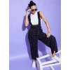 Women's Rayon Pinafore Shoulder Straps Jumpsuit (Black)