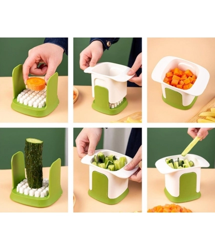 ABS Plastic Solid Hand Pressure Vegetable Chopper and Dicer (Green-White)