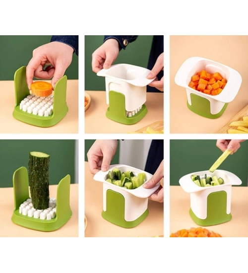 ABS Plastic Solid Hand Pressure Vegetable Chopper and Dicer (Green-White)