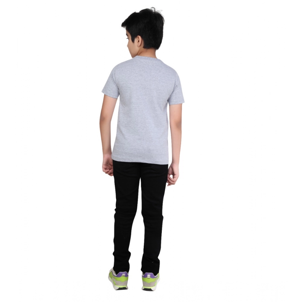 Boy's Cotton Grapic Printed Round Neck T-Shirt (Grey Melange) Boy's Cotton Grapic Printed Round Neck T-Shirt (Grey Melange)