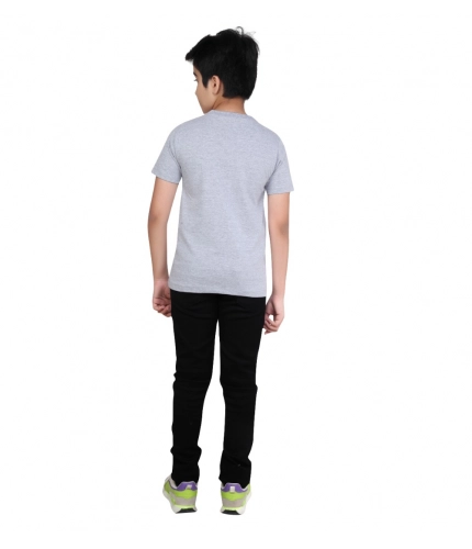 Boy's Cotton Grapic Printed Round Neck T-Shirt (Grey Melange)