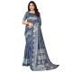 Women's Litchi silk Printed Saree With Unstitched Blouse 5-6 Mtrs (Gray) Women's Litchi silk Printed Saree With Unstitched Blouse 5-6 Mtrs (Gray)