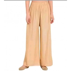 Women's Casual Rayon Solid Ankle Length Palazzo (Golden , Free Size)