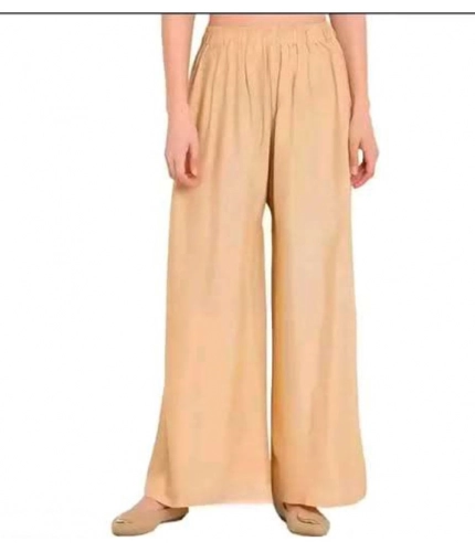 Women's Casual Rayon Solid Ankle Length Palazzo (Golden , Free Size)