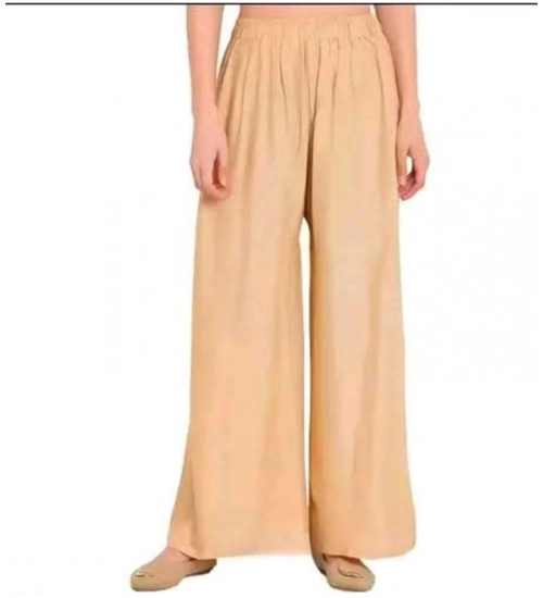 Women's Casual Rayon Solid Ankle Length Palazzo (Golden , Free Size)