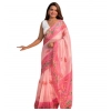 Women's Linen Printed Saree With Unstitched Blouse 5.5Mtr (Pink) Women's Linen Printed Saree With Unstitched Blouse 5.5Mtr (Pink)
