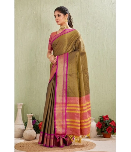Women's Silk Blended Jaquard Woven Saree With Unstitched Blouse 5.5Mtr (Green) Women's Silk Blended Jaquard Woven Saree With Unstitched Blouse 5.5Mtr (Green)