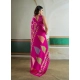 Women's Satin Crepe Printed Saree With Unstitched Blouse 5.5Mtr (Pink)
