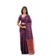 Women's Soft Lichi Silk Printed Saree With Unstitched Blouse 5.5Mtr (Purple)
