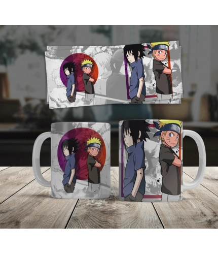 Anime Naruto &amp; Sasuke Ceramic Printed Coffee Mug (White)