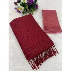 Women's Chiffon Zigzag lines Saree With Unstitched Blouse 5.5Mtr (Maroon)