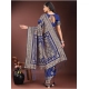 Women's Silk Printed Saree With Unstitched Blouse 5.5Mtr (Navy Blue)