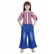 Girl's Rayon Solid Bell Sleeve Top with Culottes (Purple-Blue) Girl's Rayon Solid Bell Sleeve Top with Culottes (Purple-Blue)