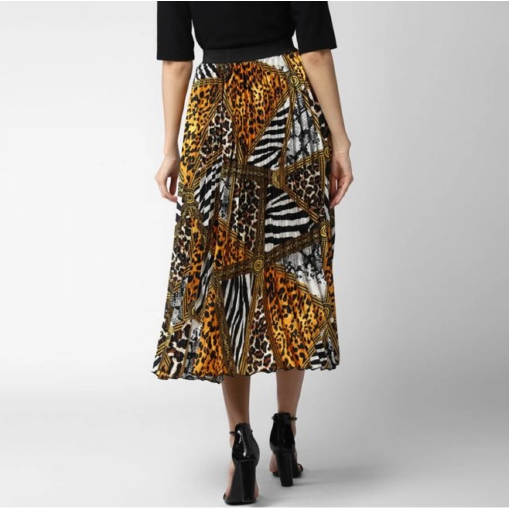 Women's Satin Pleated Elasticated Skirt (Multicolor) Women's Satin Pleated Elasticated Skirt (Multicolor)